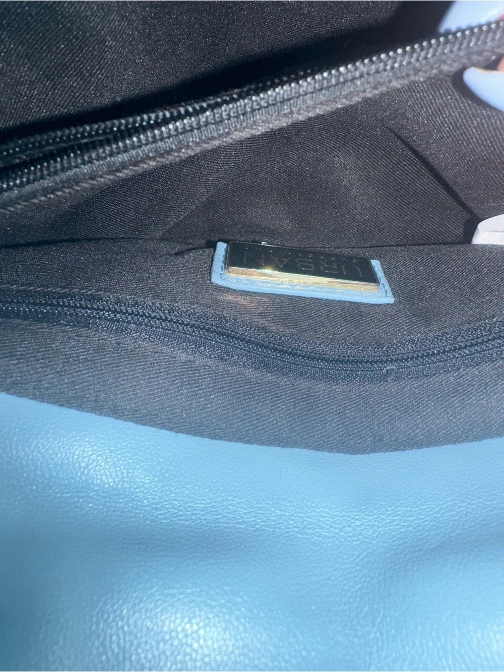 Quilted Light Blue Top Handle Crossbody Bag